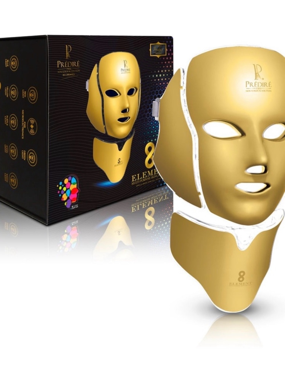 Prédiré Gold LED Facial Mask with Neckpiece